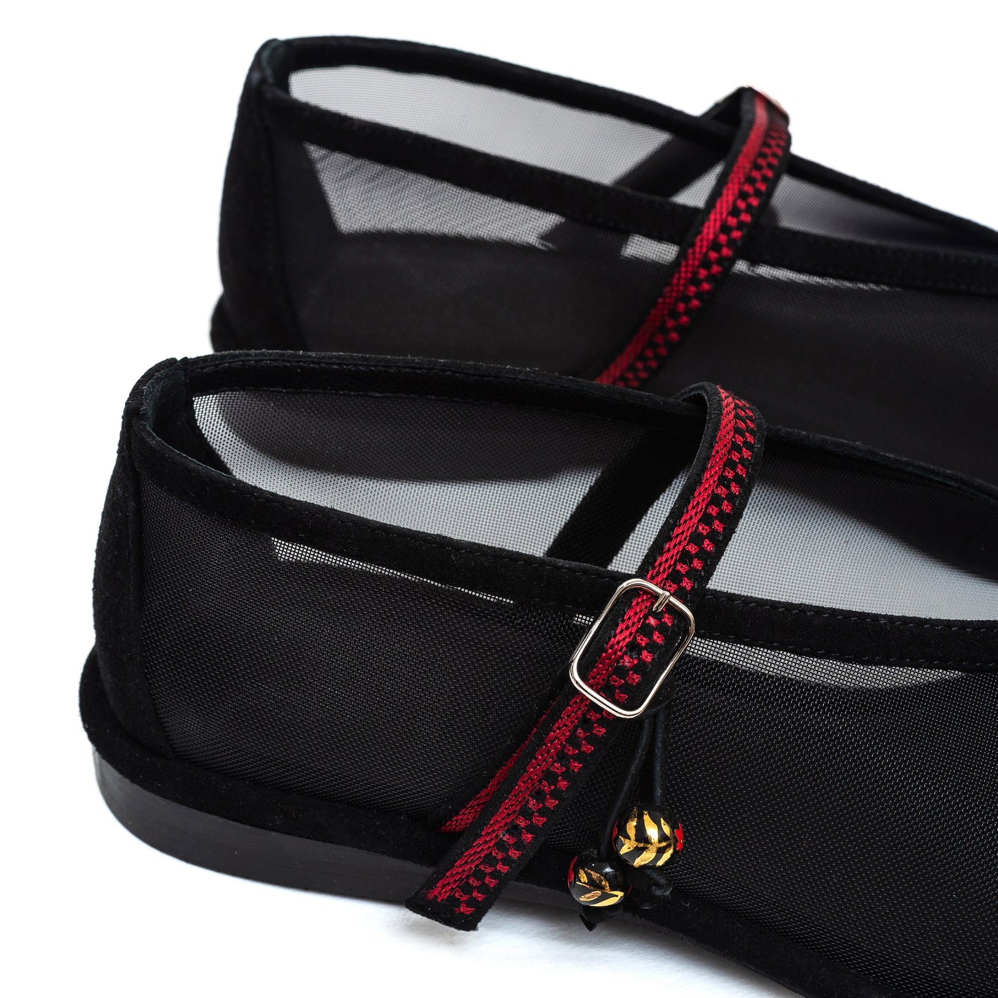 Nino Ethno black mesh ballet flats LOOKIE ATELIER