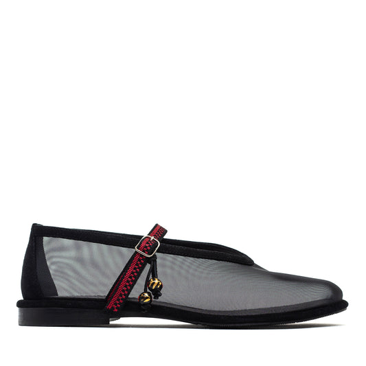 Nino Ethno black mesh ballet flats LOOKIE ATELIER