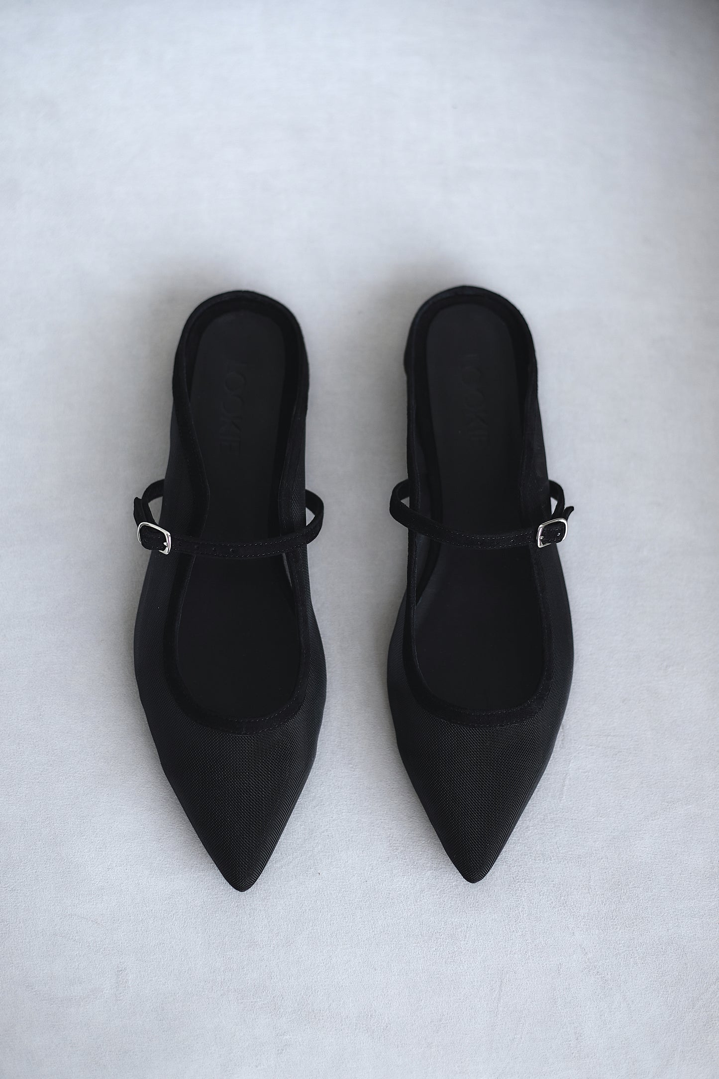 Noa flats black mesh mules LOOKIE ATELIER
