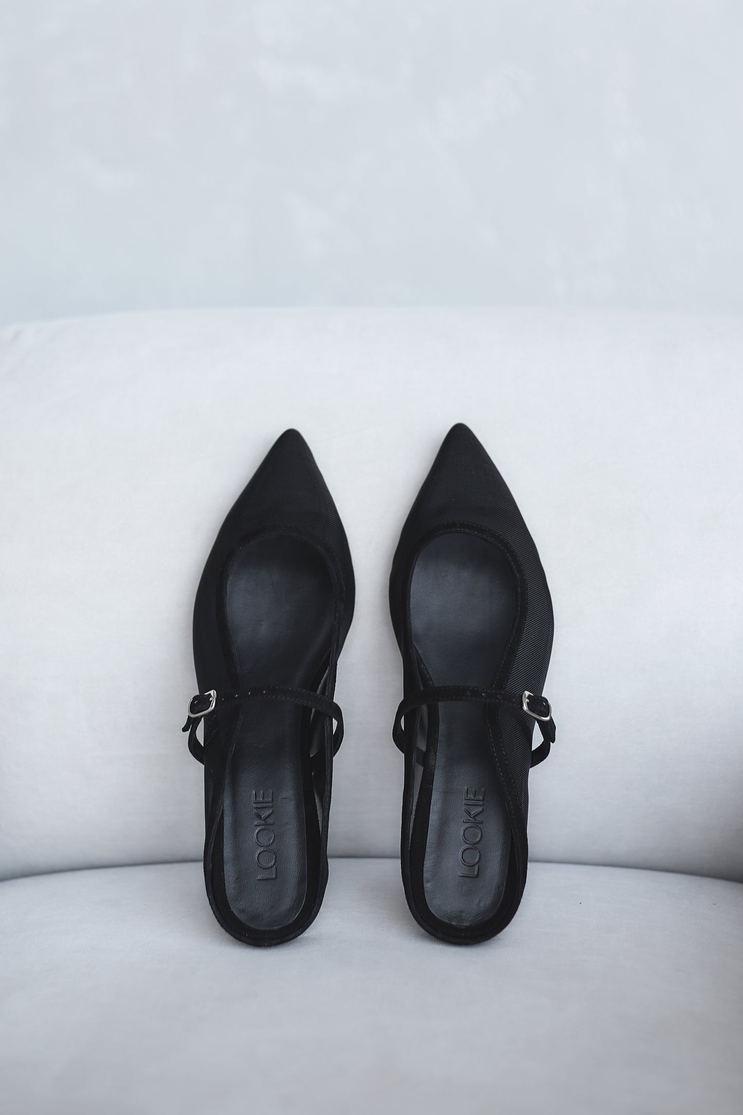 Noa flats black mesh mules LOOKIE ATELIER