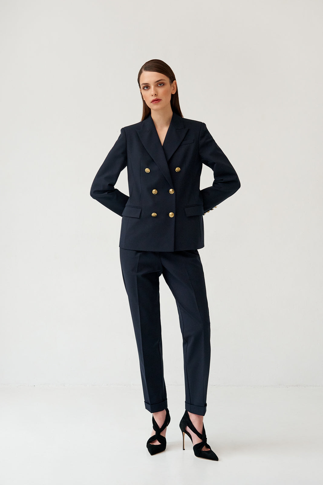 Navy blue woolen trousers NOVITSKA