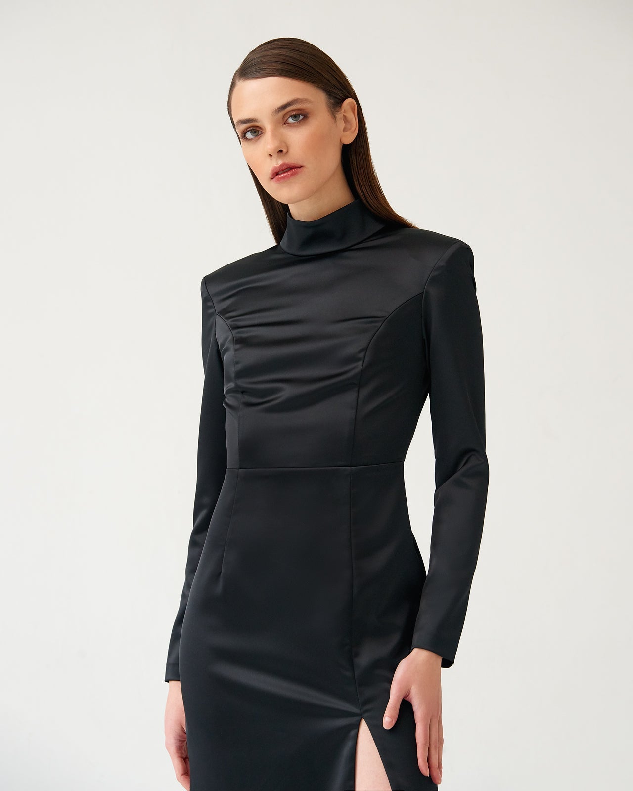 Midi satin dress with an open back NOVITSKA