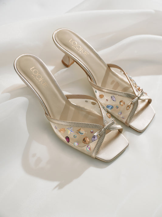 Olivia mules with colorful crystals LOOKIE ATELIER