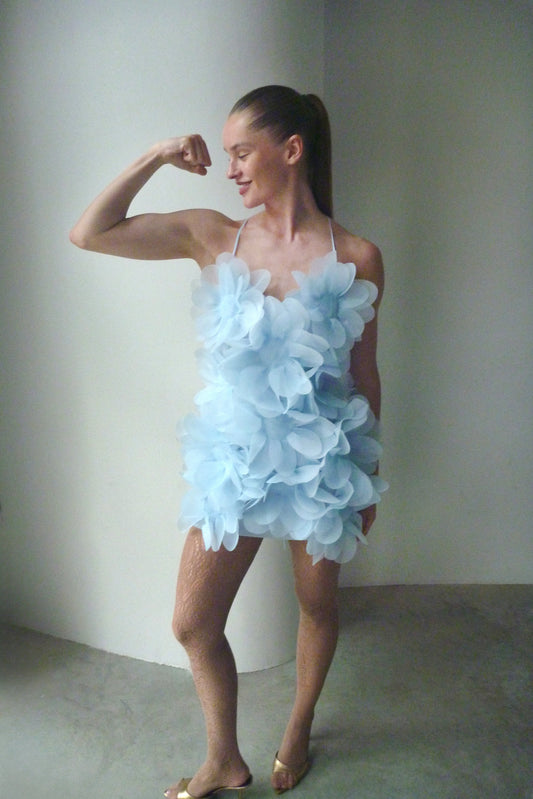 Peony Passion Dress in crisp blue PASKAL
