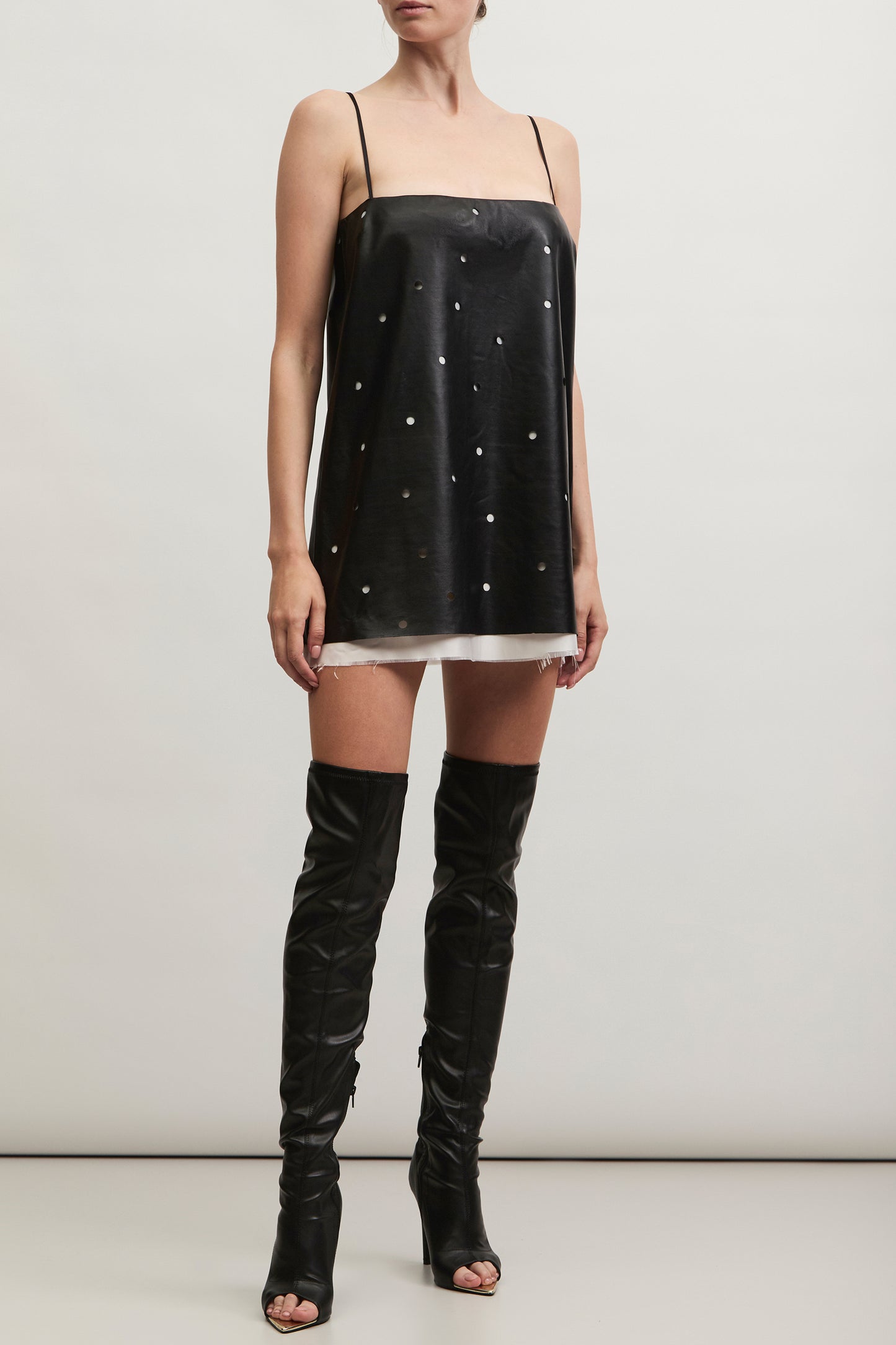 MINI LEATHE DRESS WITH PERFORATION