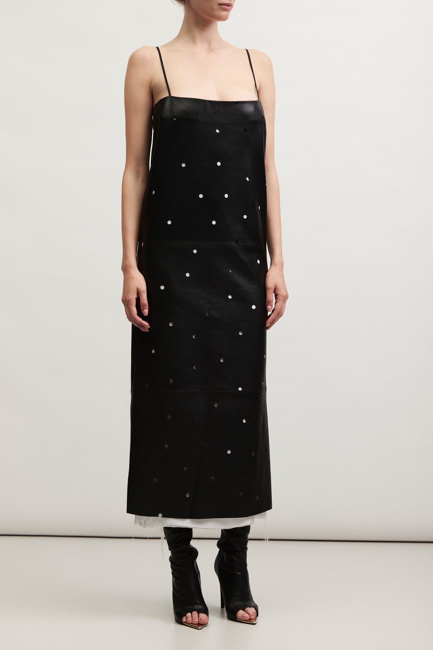 MIDI LEATHER DRESS WITH PERFORATION KATERINA KVIT