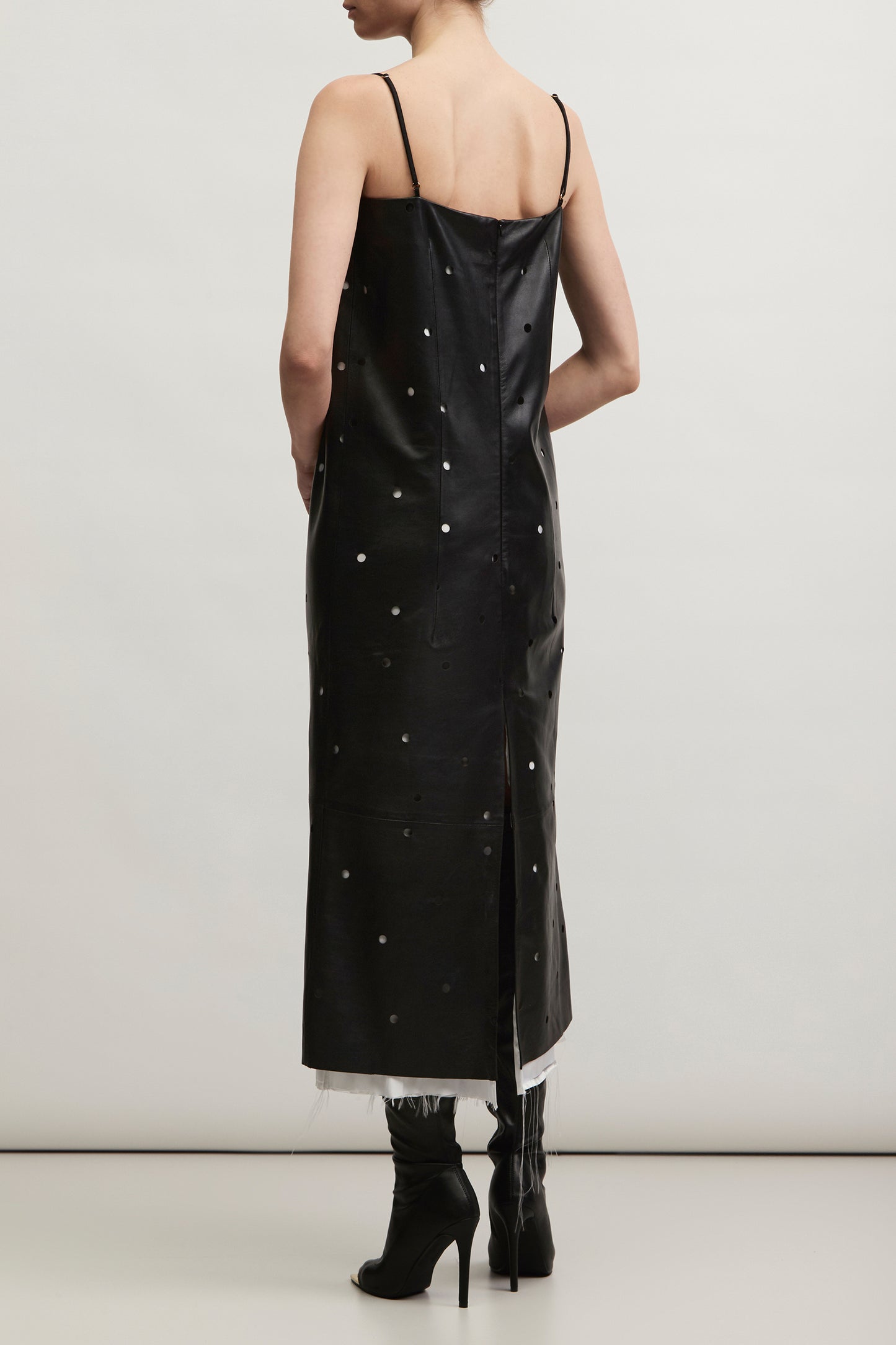 MIDI LEATHER DRESS WITH PERFORATION KATERINA KVIT