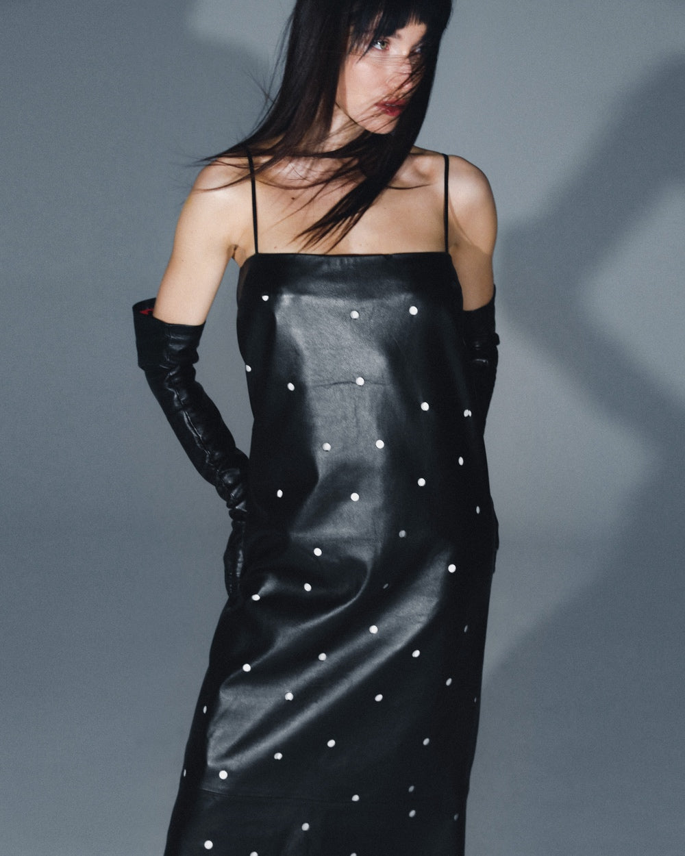 MIDI LEATHER DRESS WITH PERFORATION KATERINA KVIT