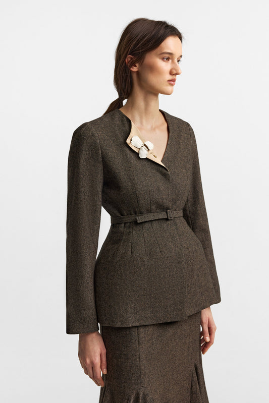 Secessia jacket in rich brown PODYH