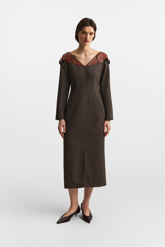 Panneau dress in rich brown PODYH