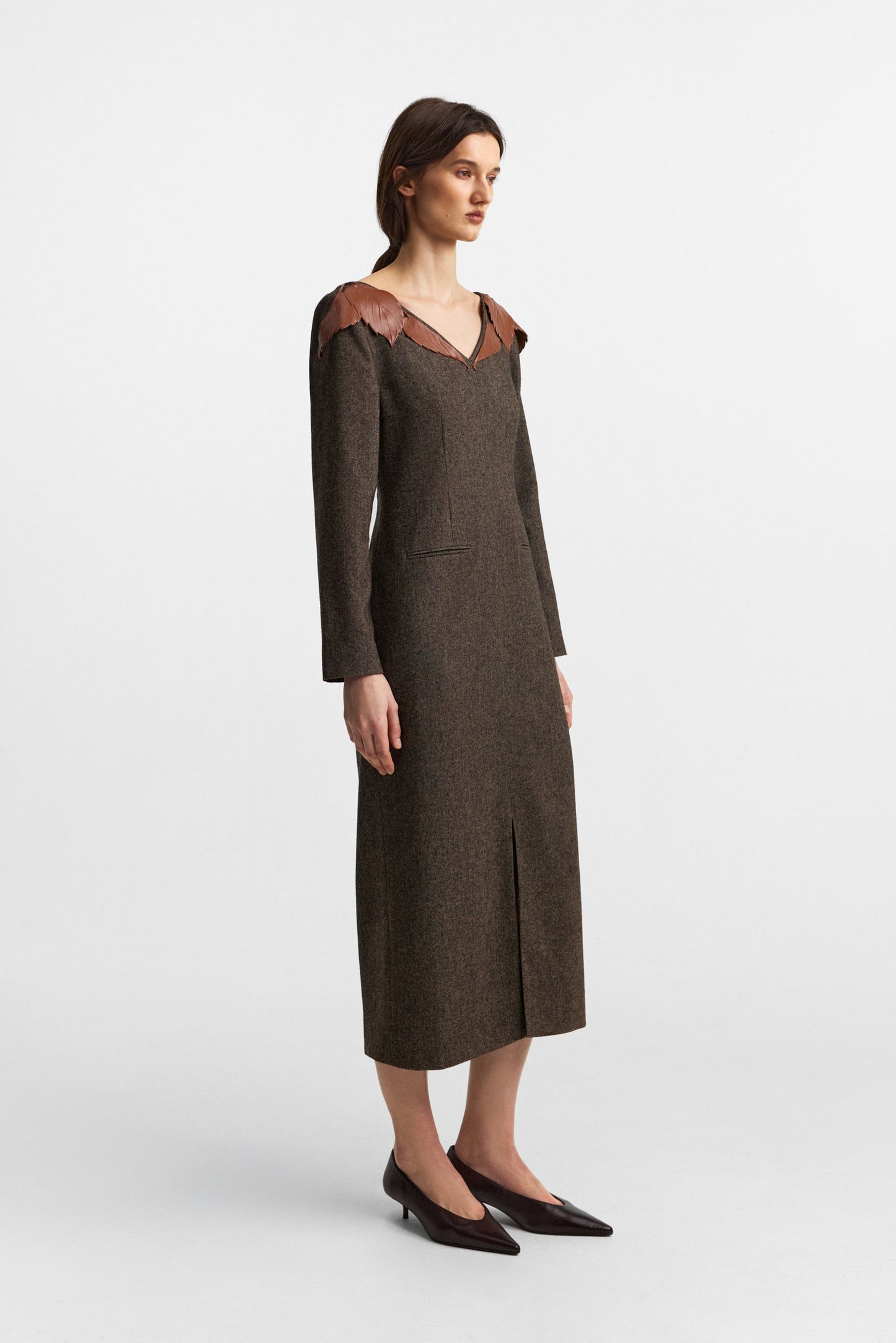 Panneau dress in rich brown PODYH