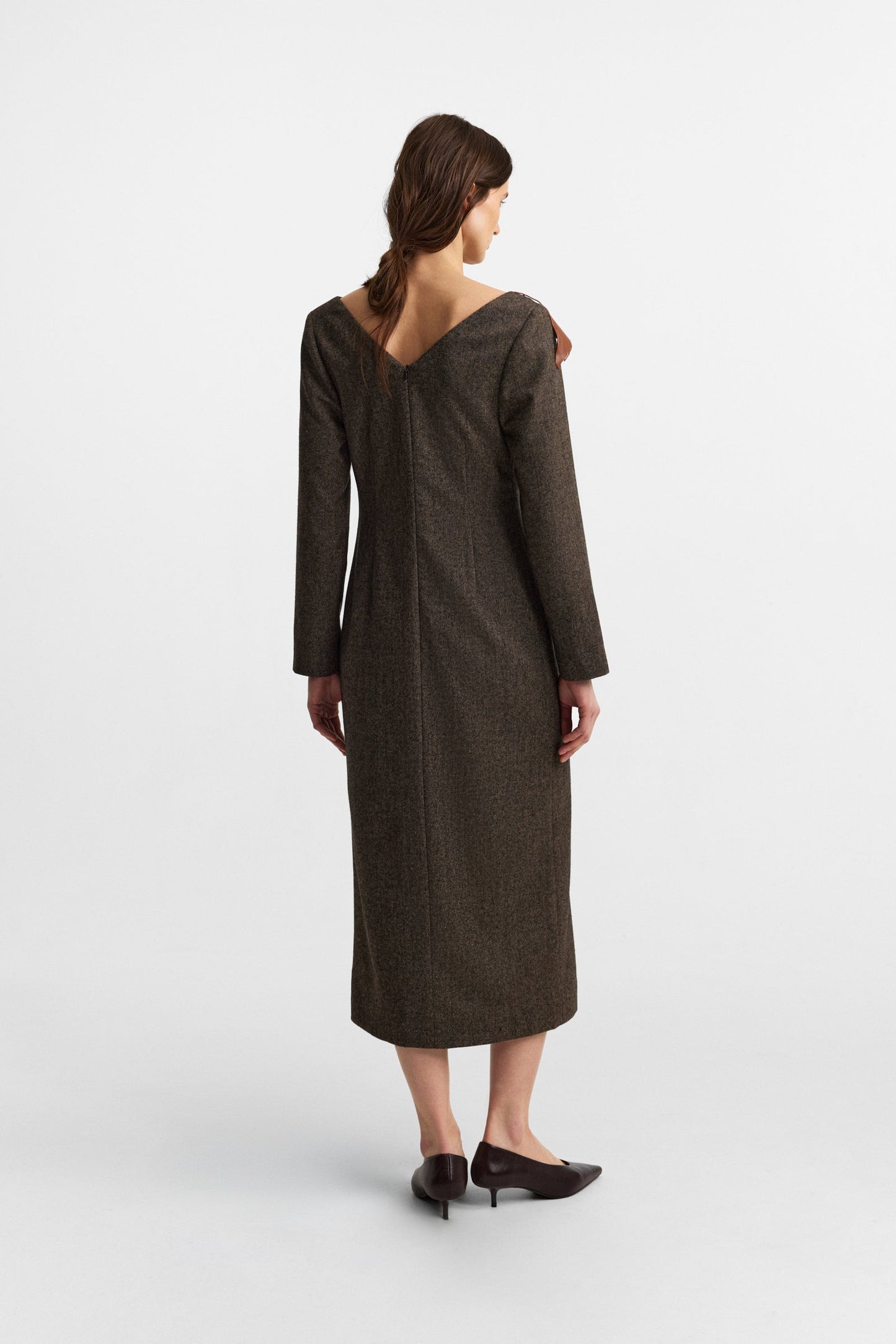 Panneau dress in rich brown PODYH