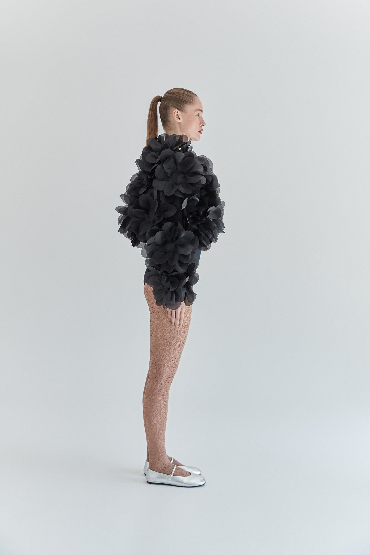 Peony Soft Bomber Jacket in charcoal black PASKAL
