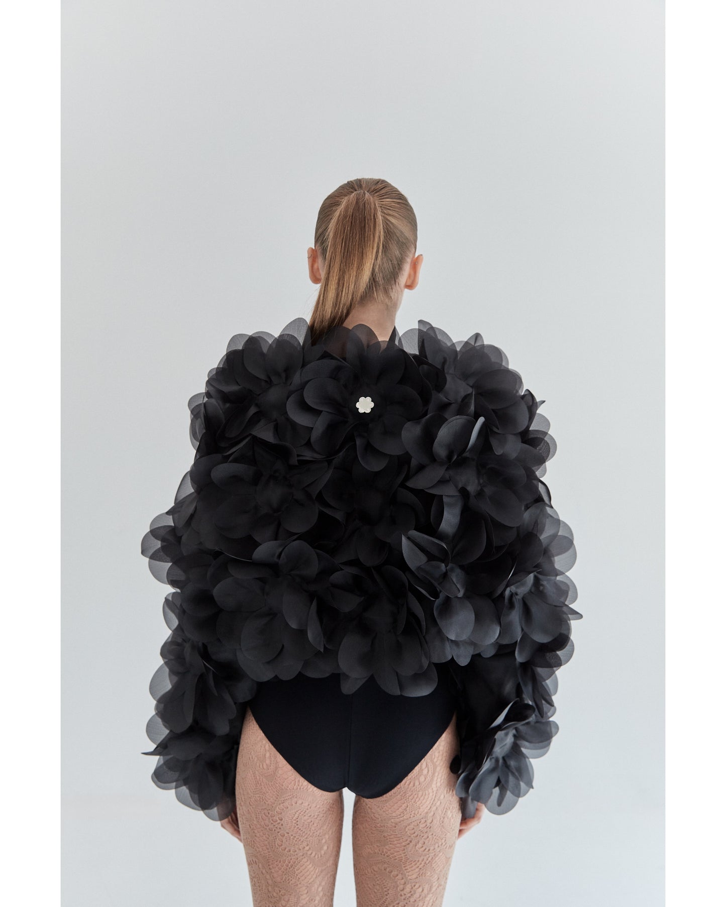 Peony Soft Bomber Jacket in charcoal black PASKAL