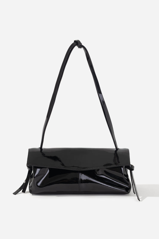 REBECCA BAGUETTE 29 black patent leather bag KACHOROVSKA front view 