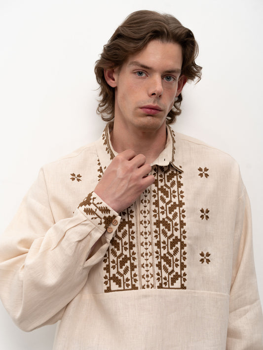 Men's embroidered shirt with a collar Chernihivska ETNODIM