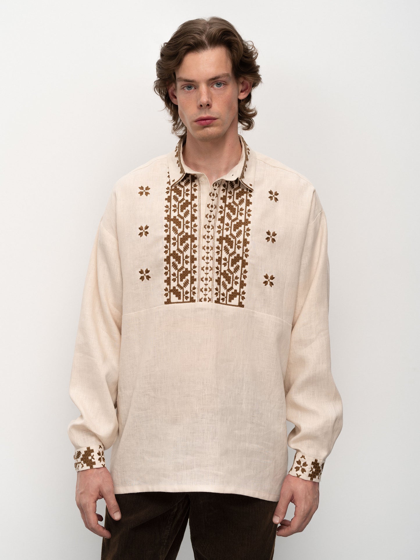 Men's embroidered shirt with a collar Chernihivska ETNODIM