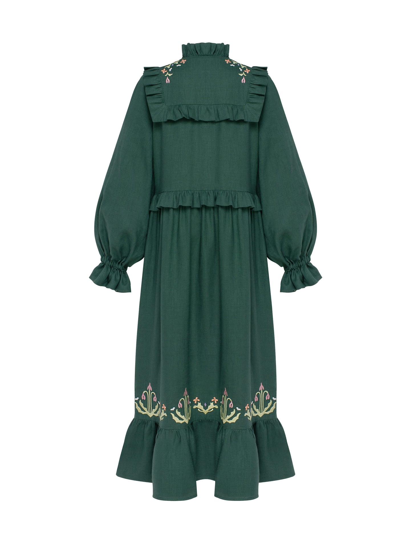 Long green dress Lastivka ETNODIM