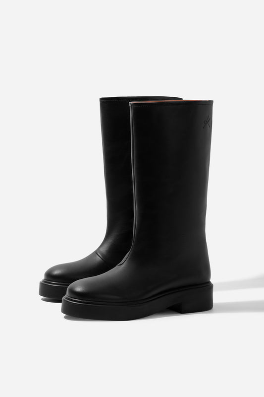 Shally black leather knee boots KACHOROVSKA
