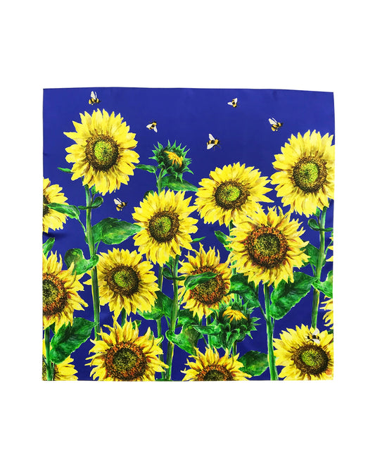 Silk Scarf Sunflowers and Bees OLIZ