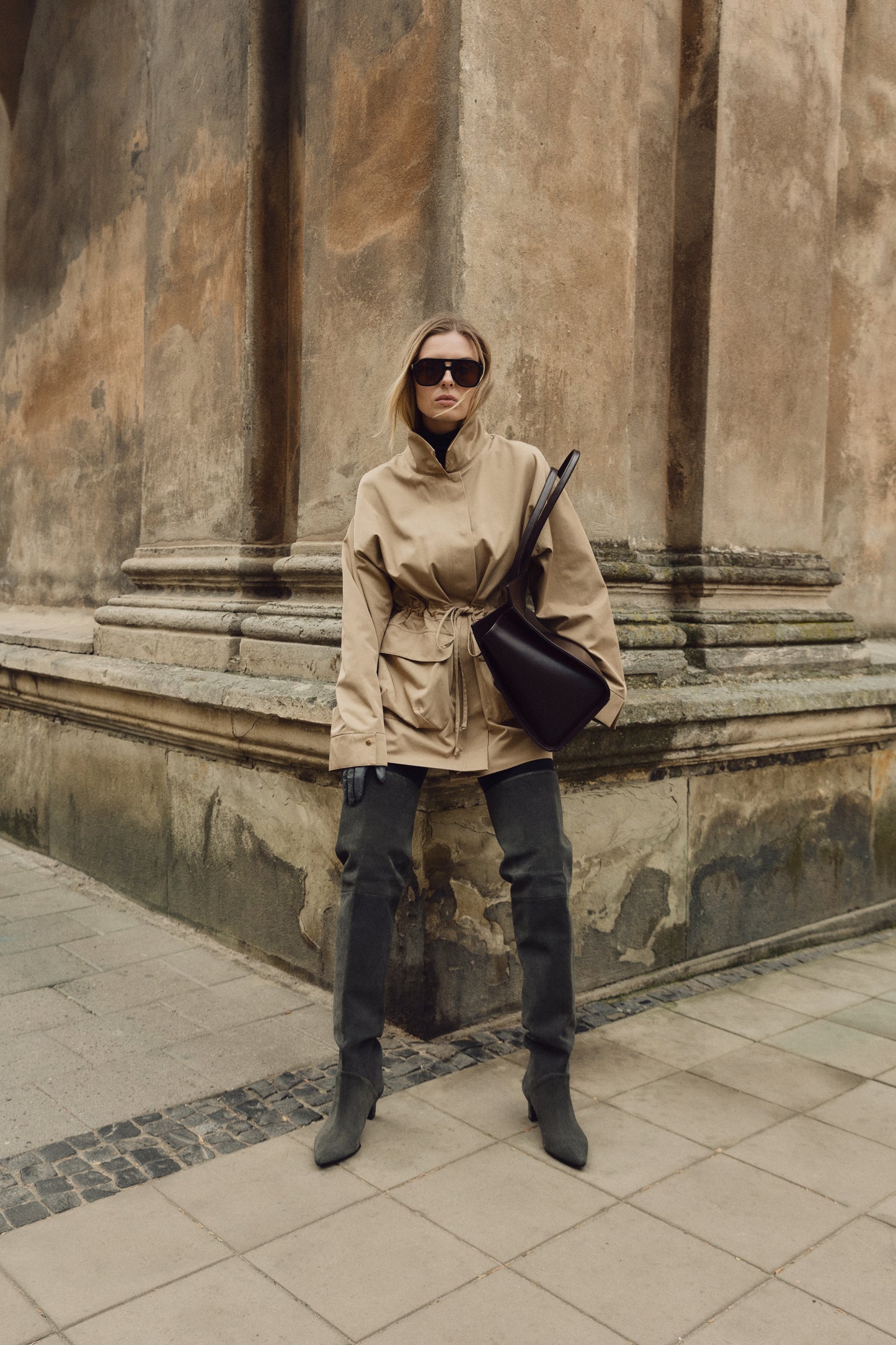 Tracy Long khaki suede thigh-high boots LOOKIE ATELIER