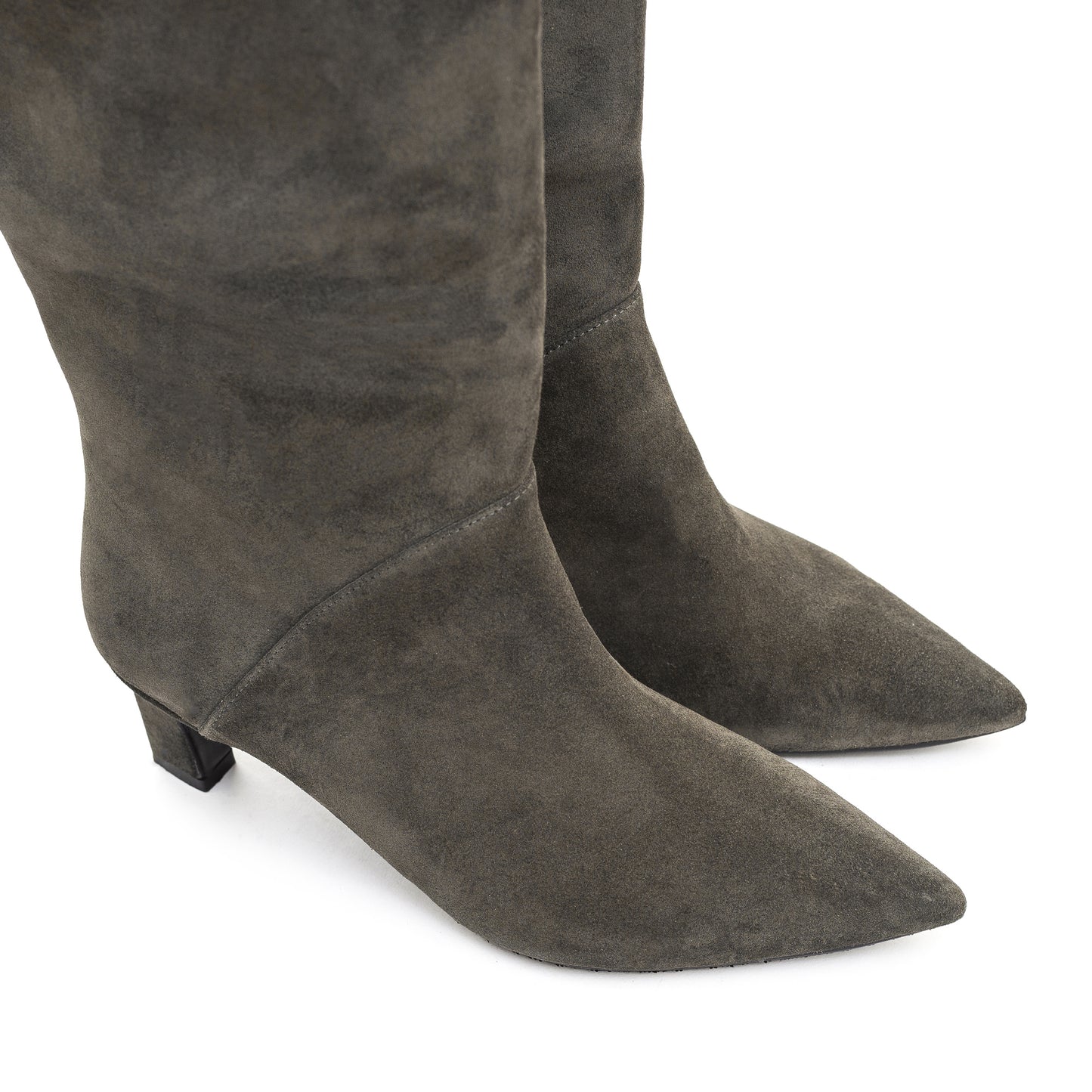 Tracy Long khaki suede thigh-high boots LOOKIE ATELIER