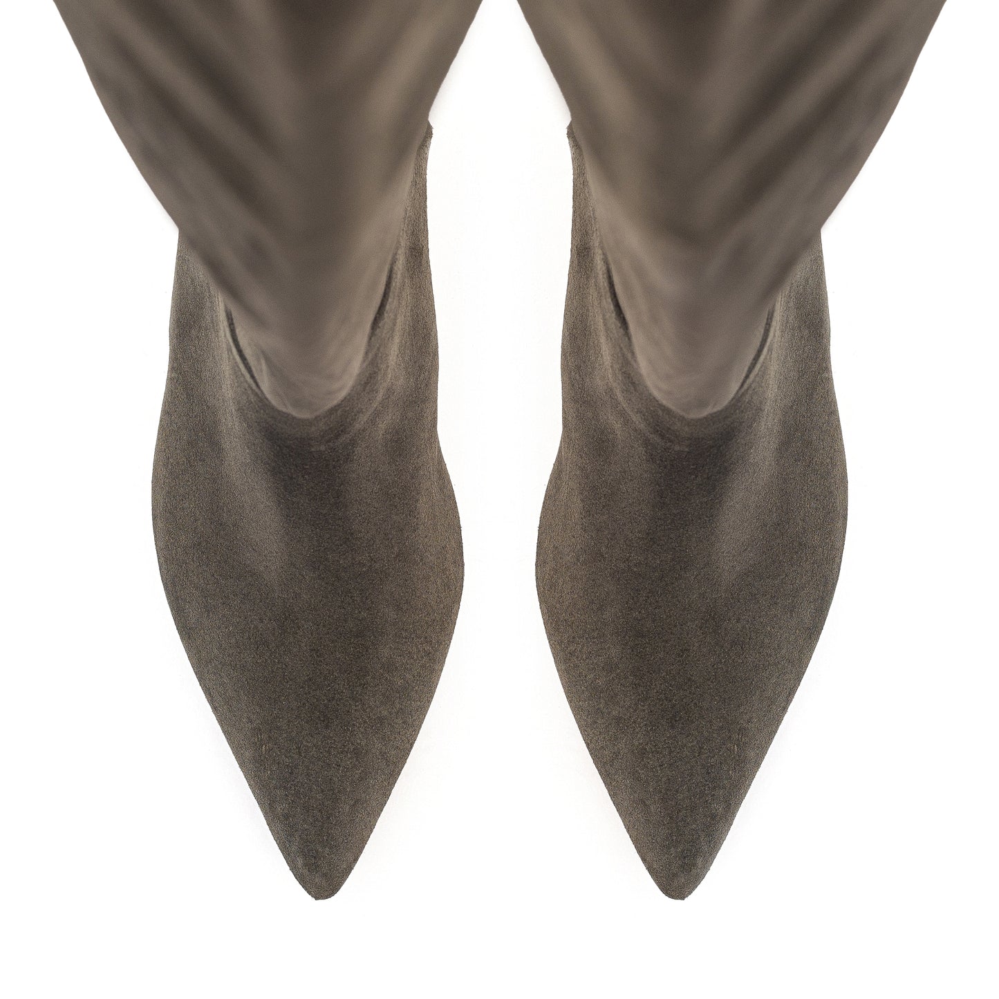 Tracy Long khaki suede thigh-high boots LOOKIE ATELIER