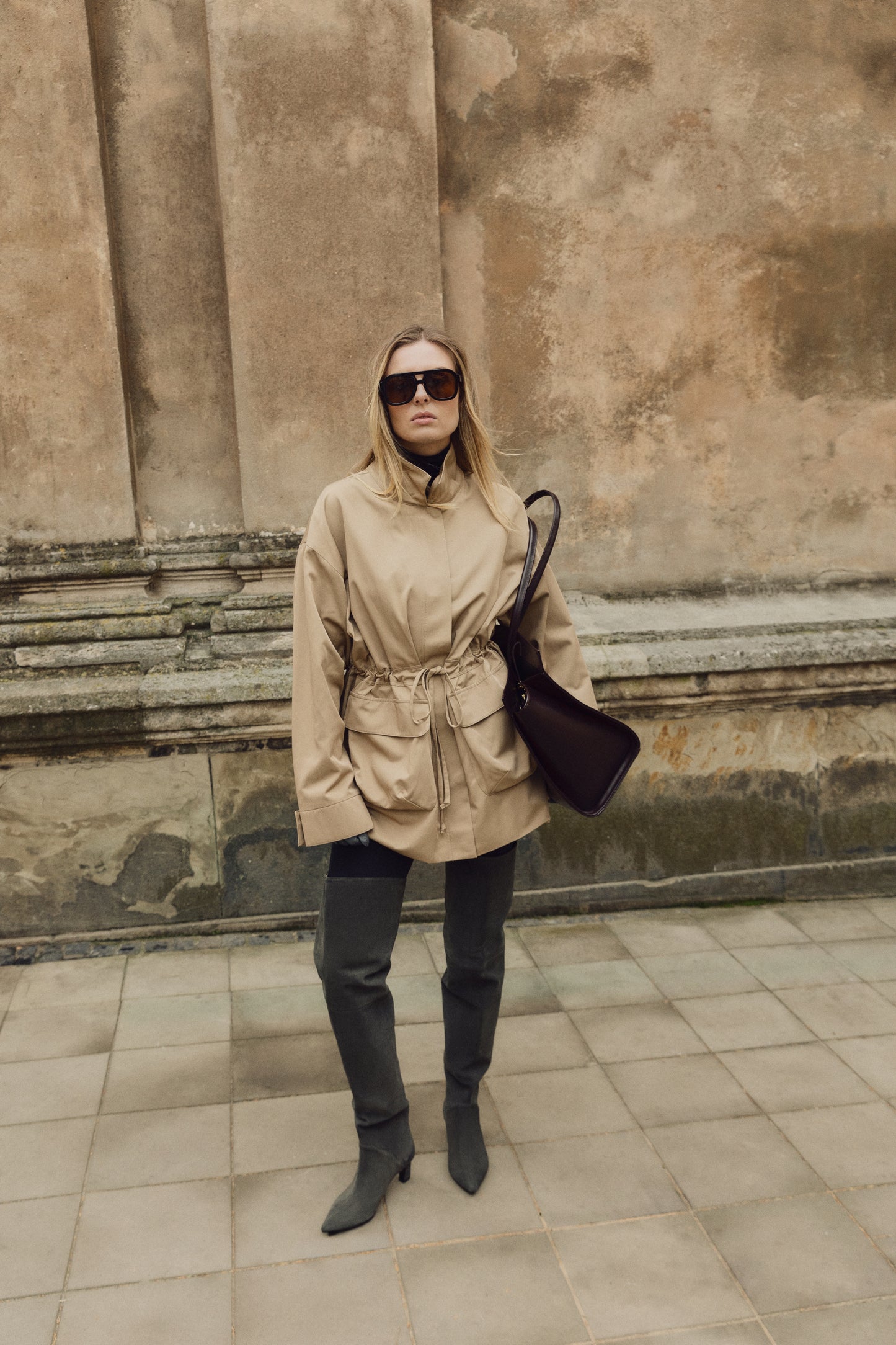 Tracy Long khaki suede thigh-high boots LOOKIE ATELIER