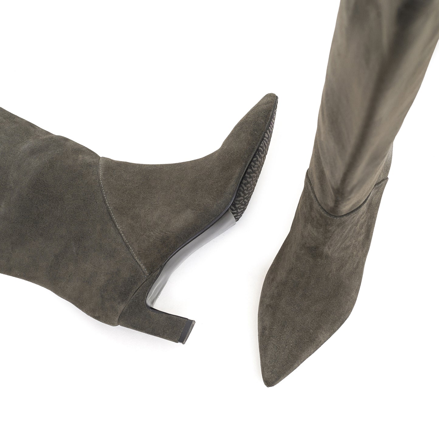 Tracy Long khaki suede thigh-high boots LOOKIE ATELIER