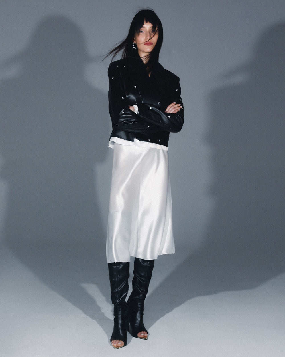 SHORT LEATHER JACKET WITH PERFORATION KATERINA KVIT