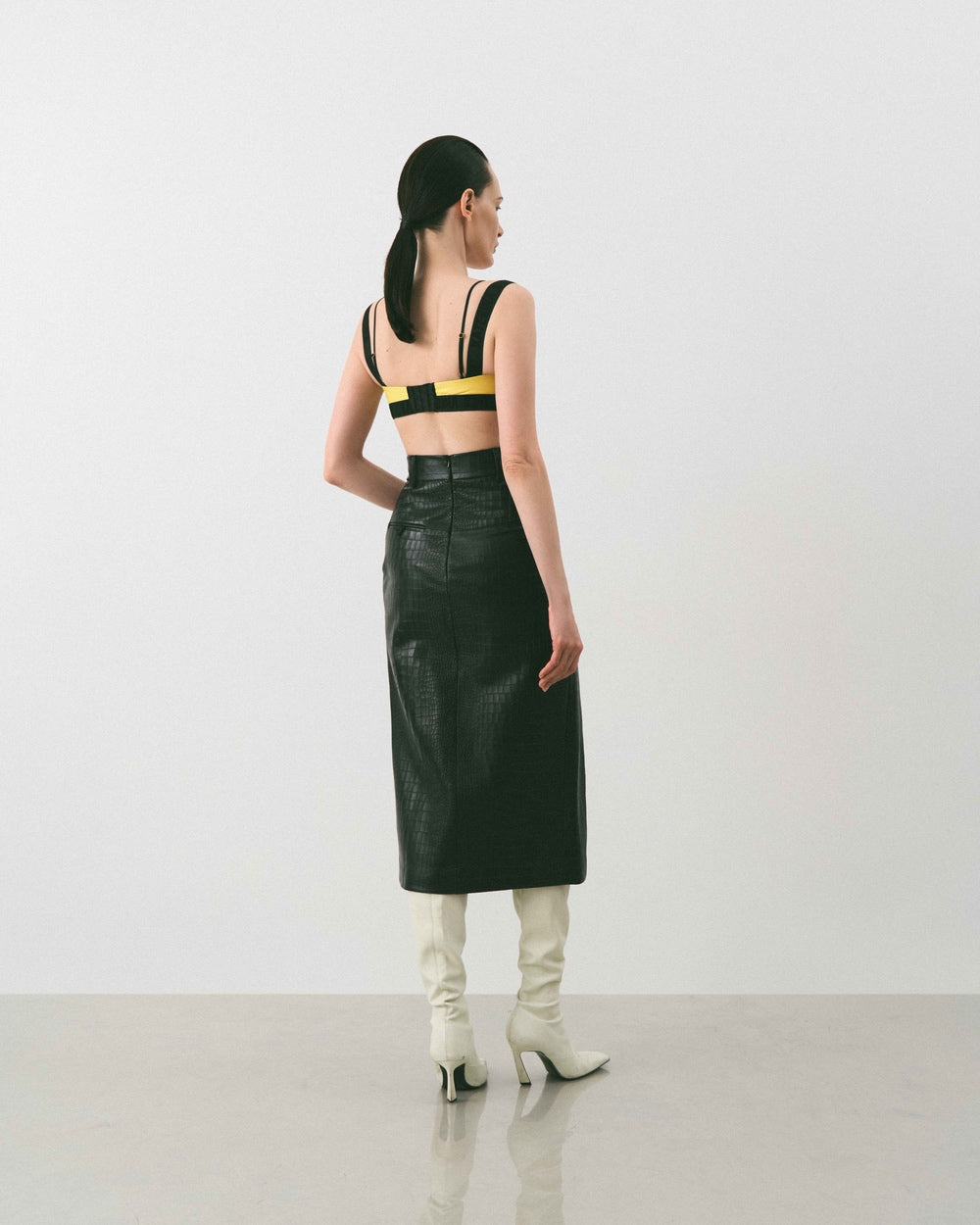 CROCO MIDI LEATHER SKIRT KATERINA KVIT