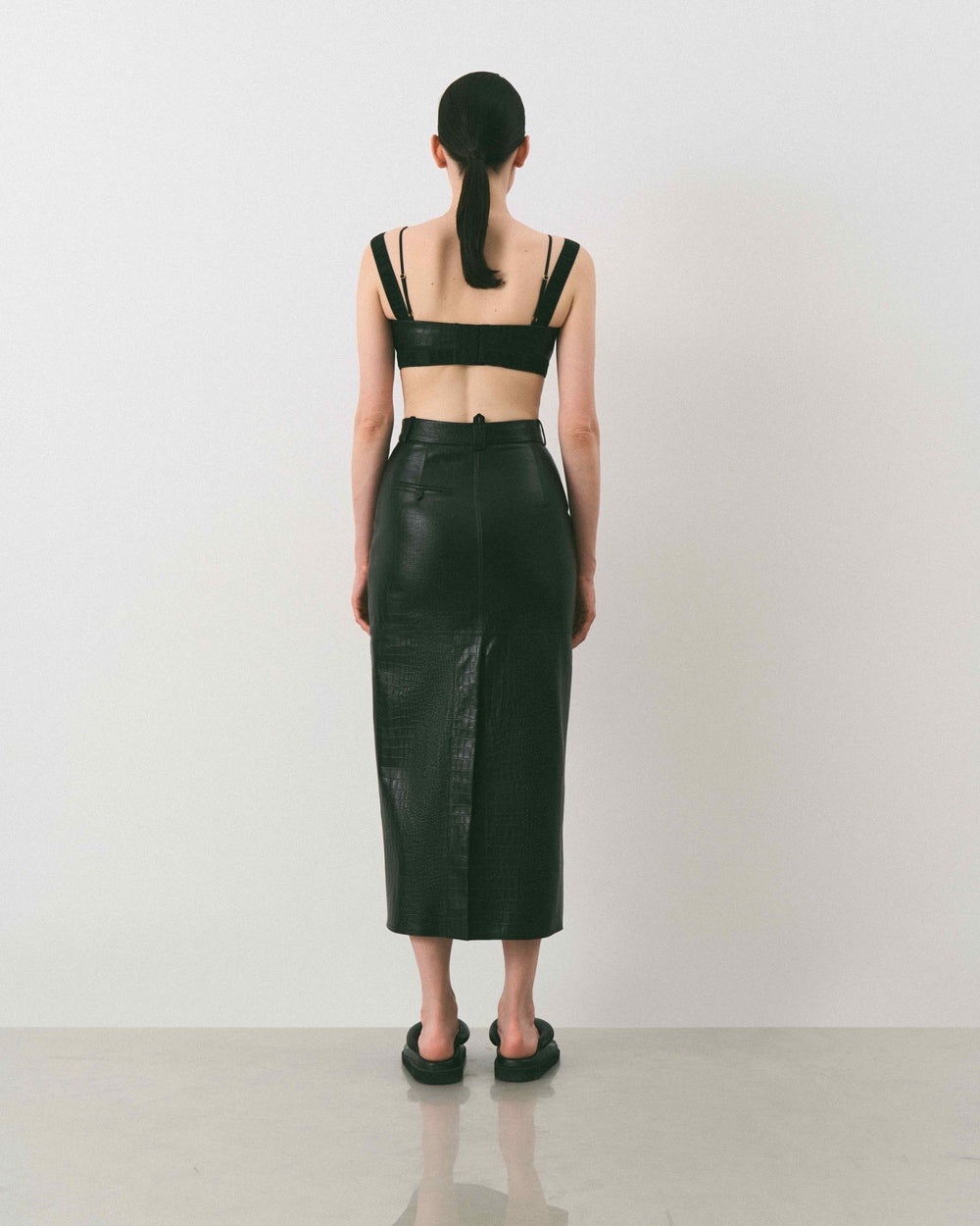 CROCO MIDI LEATHER SKIRT KATERINA KVIT