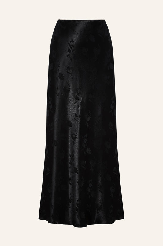 BLACK FLOWERS VISCOSE SKIRT KATERINA KVIT