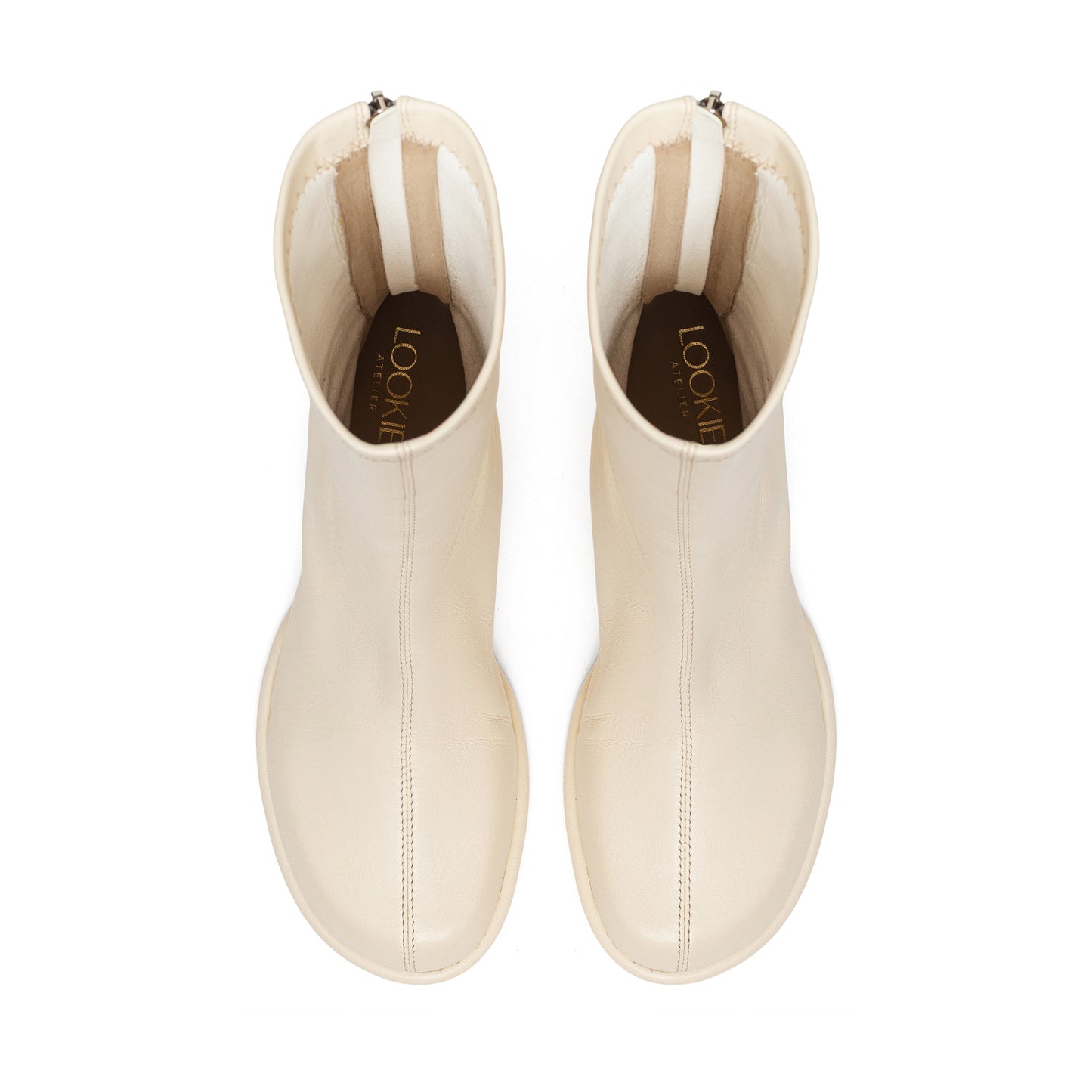 Valerie milky leather sock boots LOOKIE ATELIER