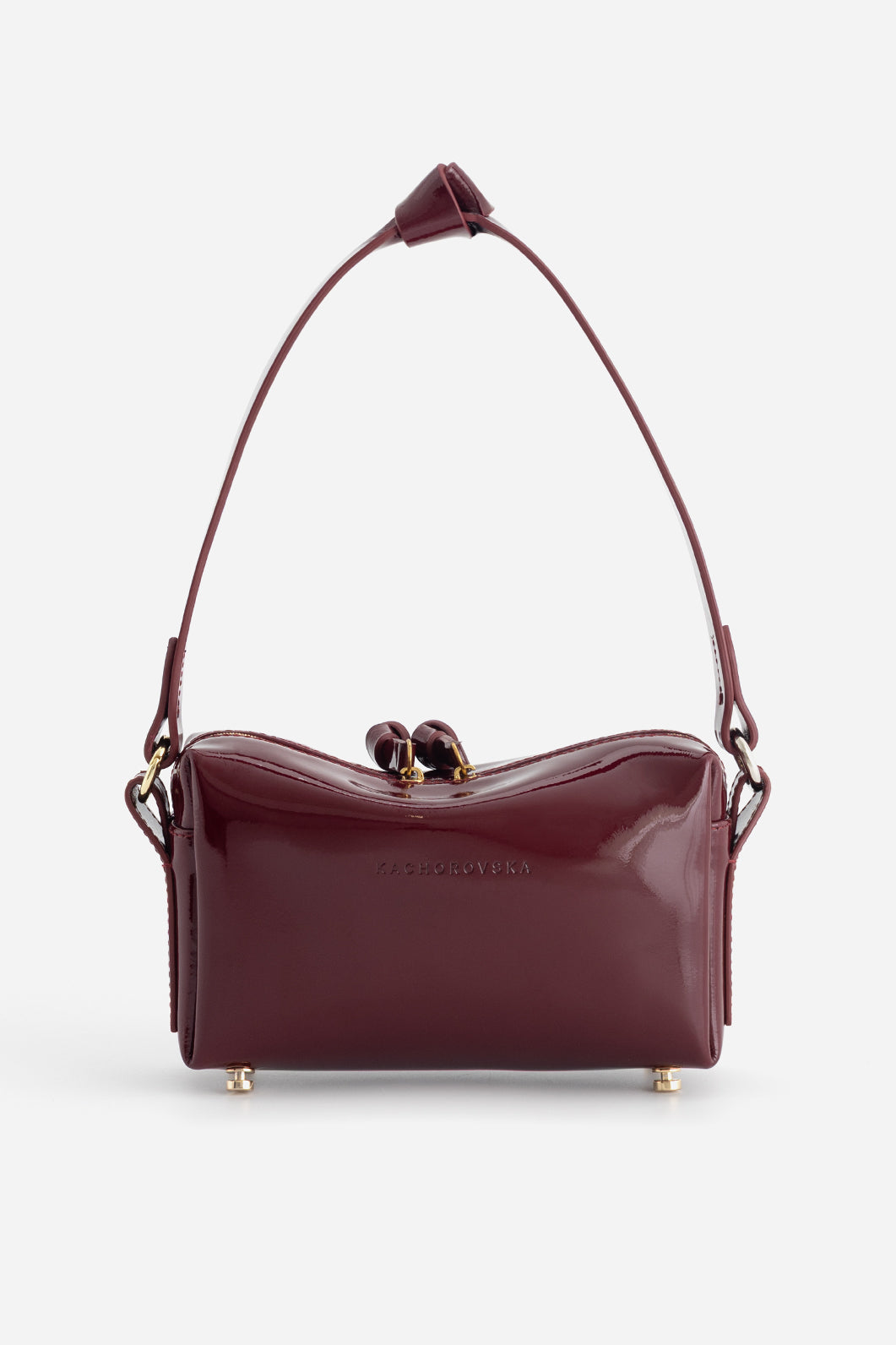 WINONA burgundy patent leather bag KACHOROVSKA front view