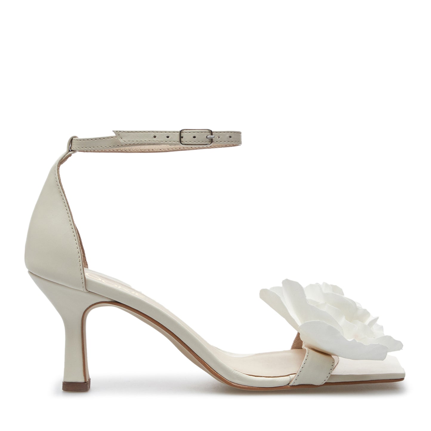 Wildrose milky sandals with a removable satin rose LOOKIE ATELIER