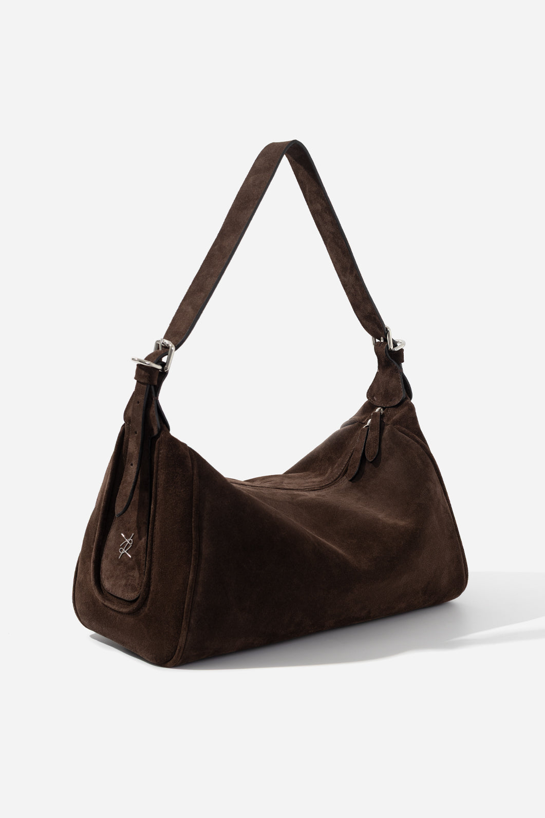 YANA BAG 37 brown suede bag KACHOROVSKA, front 3/4 view