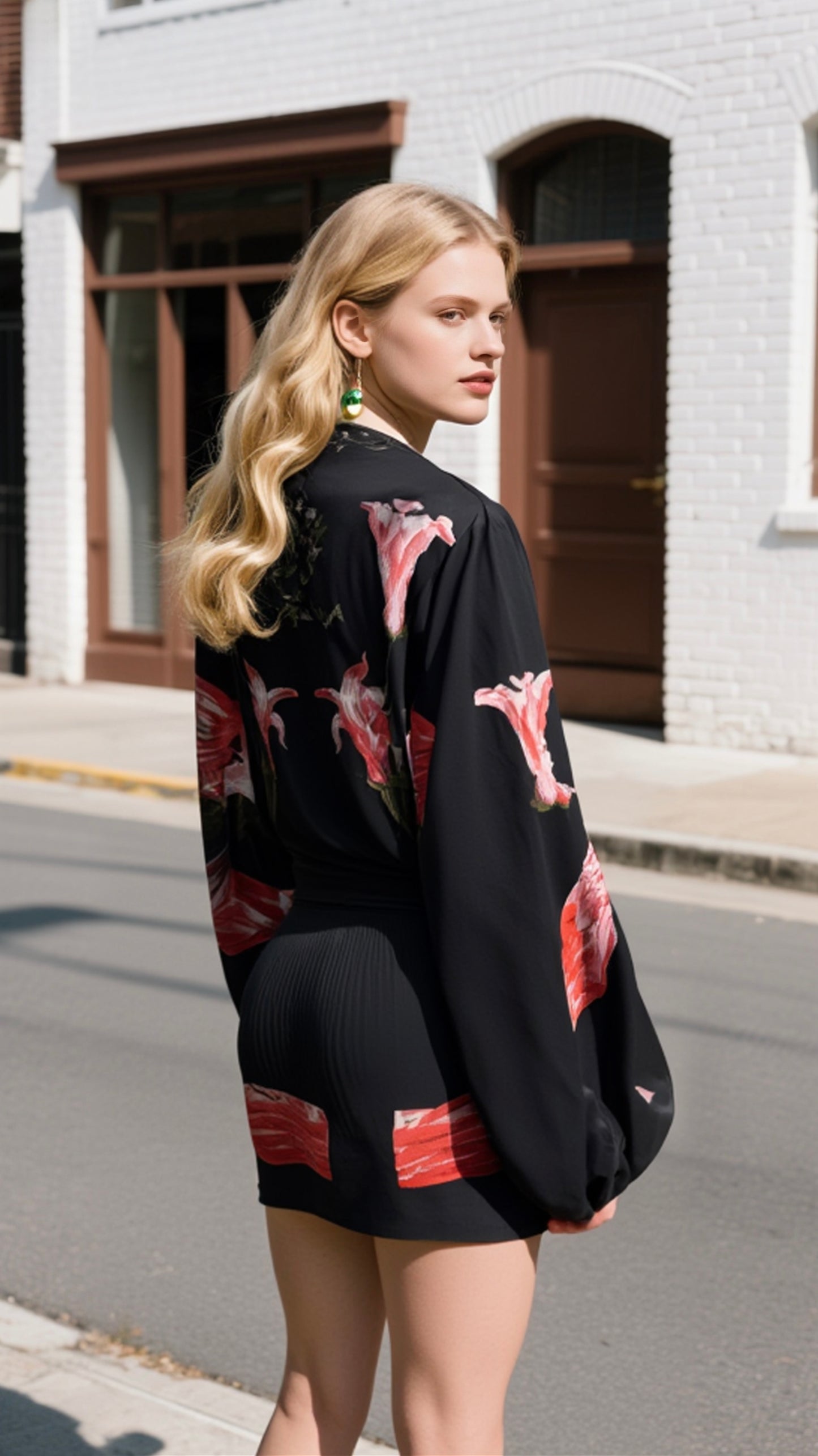 Black Silk Floral Kimono ALEXANDER MCQUEEN (Pre-Owned)