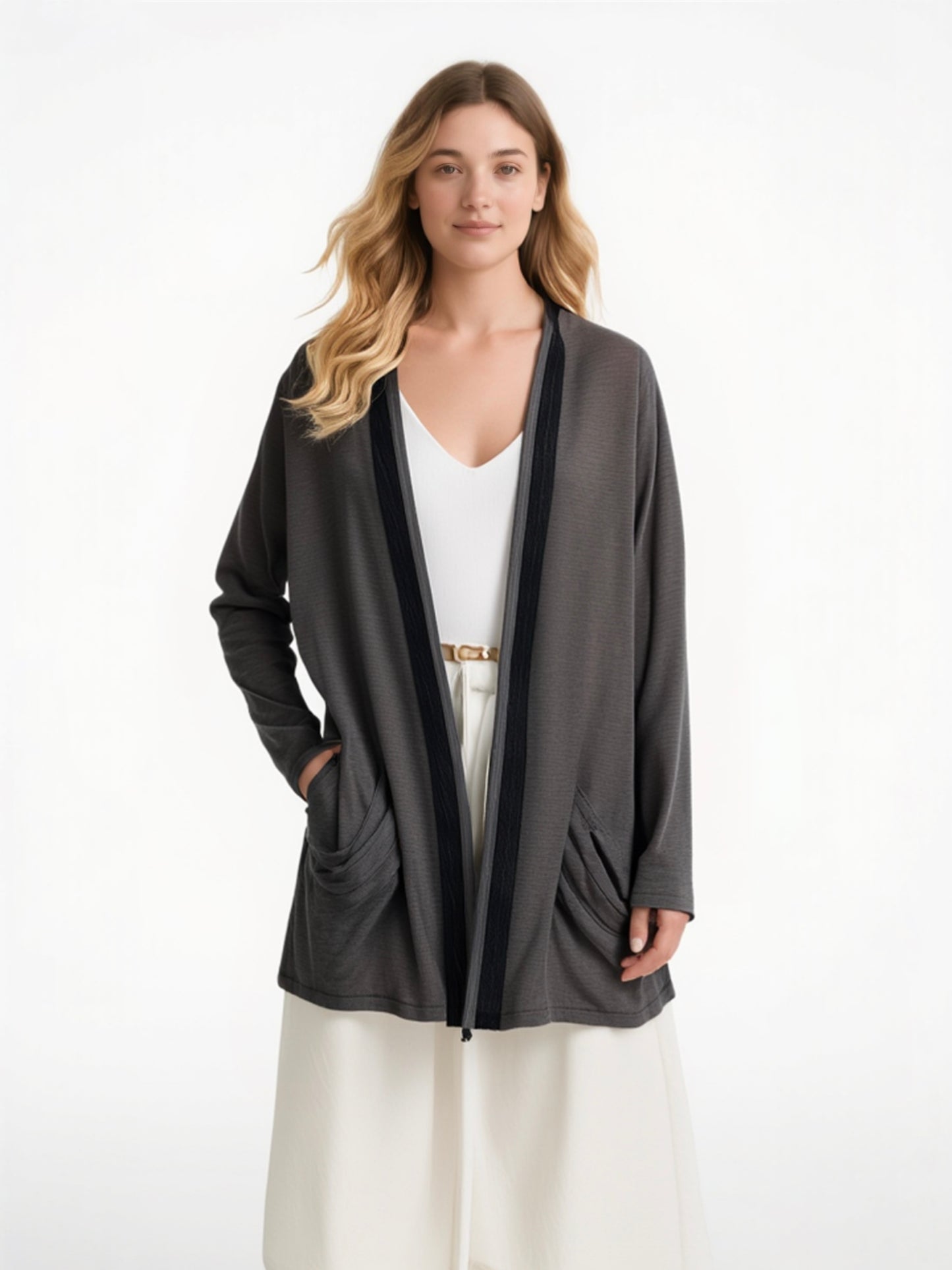 Sheer Open-Front Cardigan in Grey Rayon JASON WU (Pre-Owned)