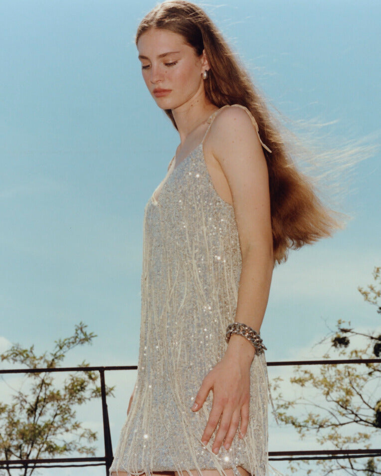 Disco mini dress with handmade detailing NOVITSKA