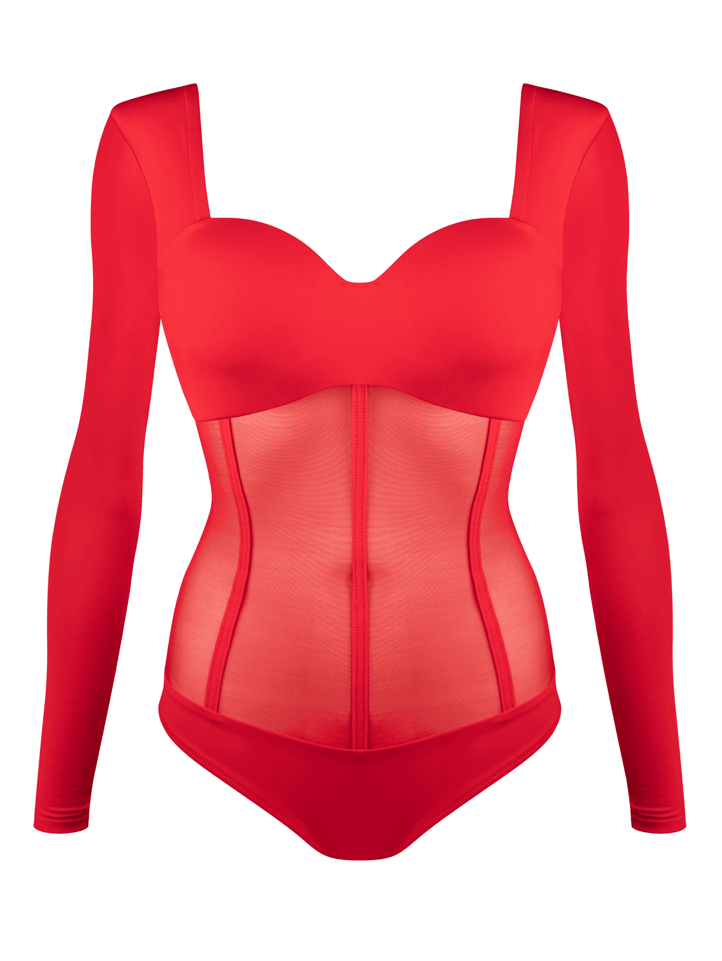 Body Corset Red Long Sleeves FOX LINGERIE