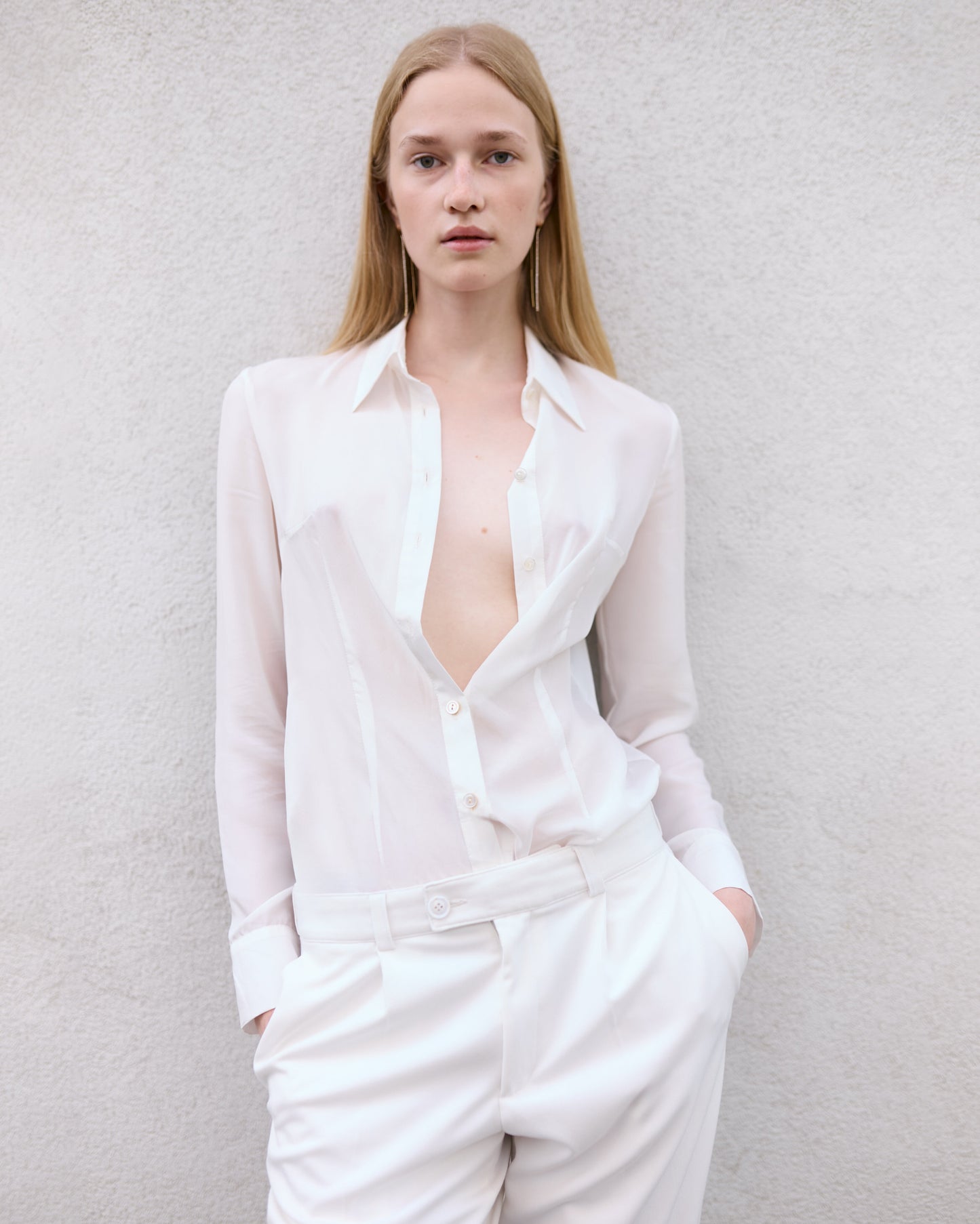 Ivory silk fitted shirt NOVITSKA