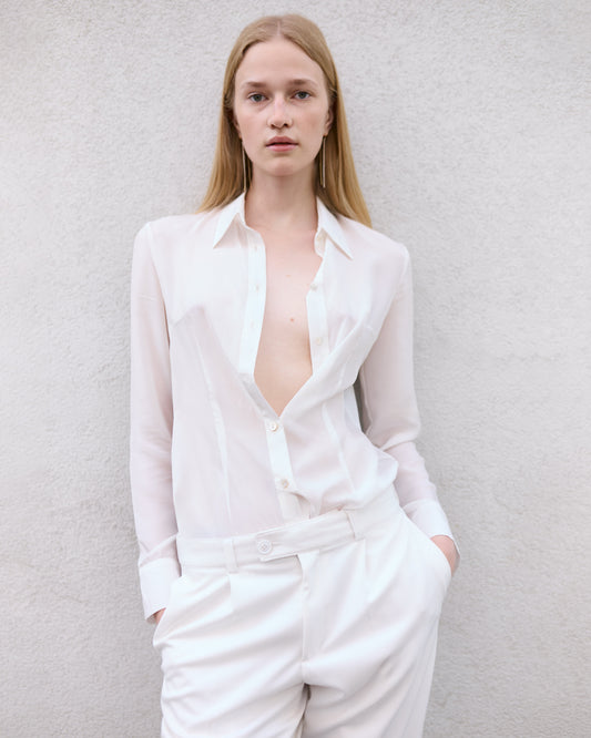 Ivory silk fitted shirt NOVITSKA