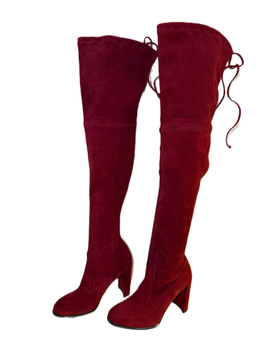 Scarlet Suede Over-The-Knee Boots Heel  STUART WEITZMAN (Pre-Owned)