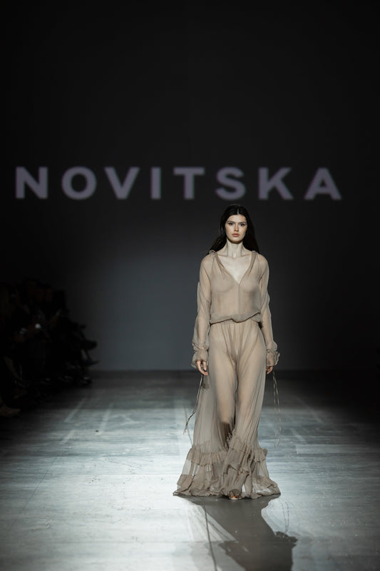 Chiffon silk beige blouse NOVITSKA