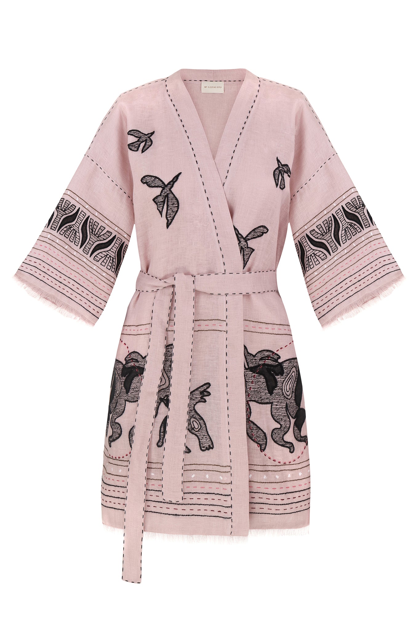 Animal realm short Kimono in Powder Pink My Sleeping Gypsy