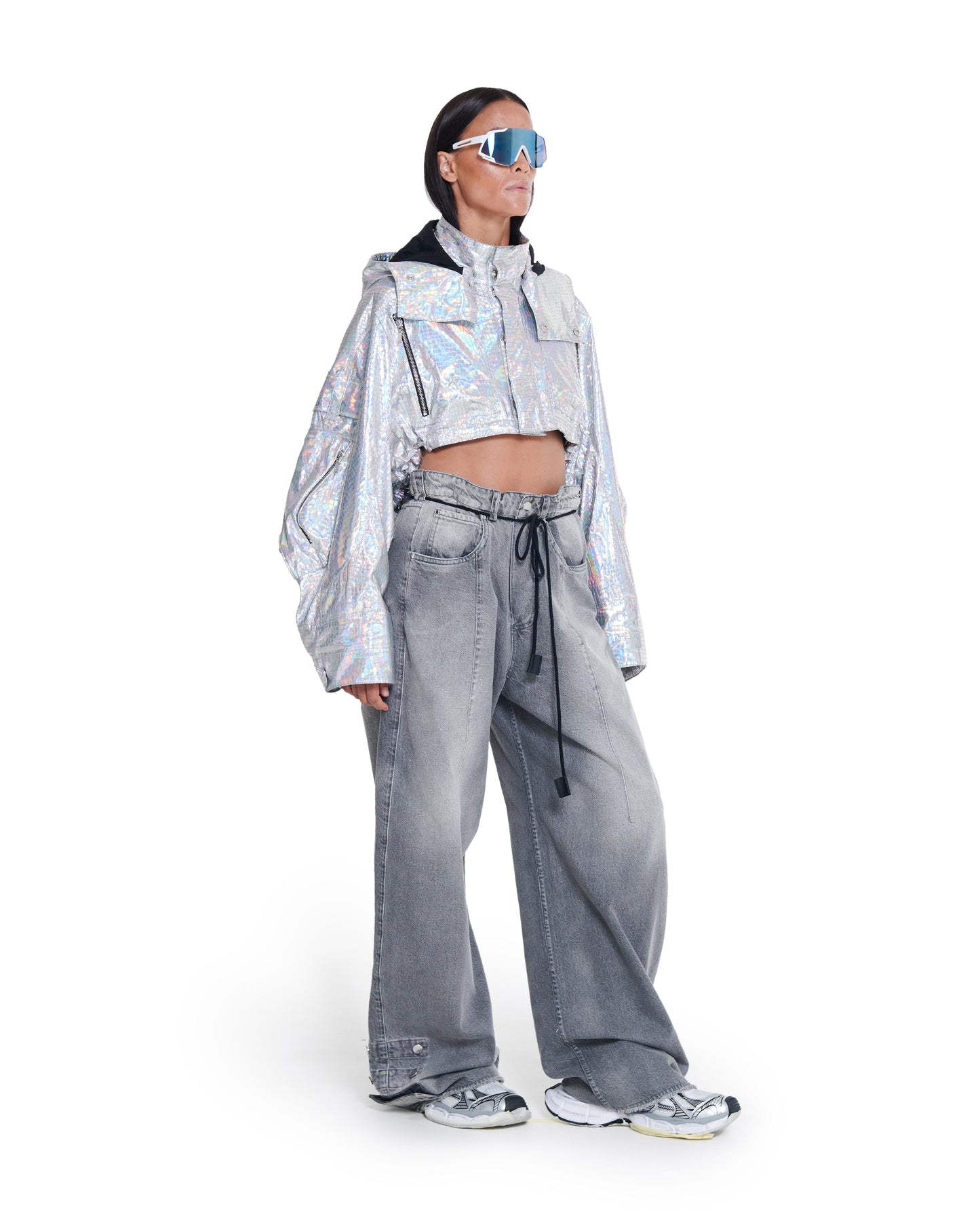 HOLOGRAPHIC CROPPED PARACHUTE JACKET THEO