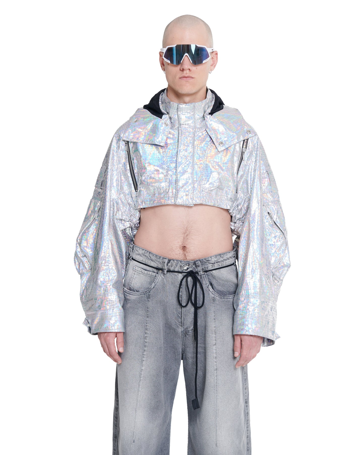 HOLOGRAPHIC CROPPED PARACHUTE JACKET THEO