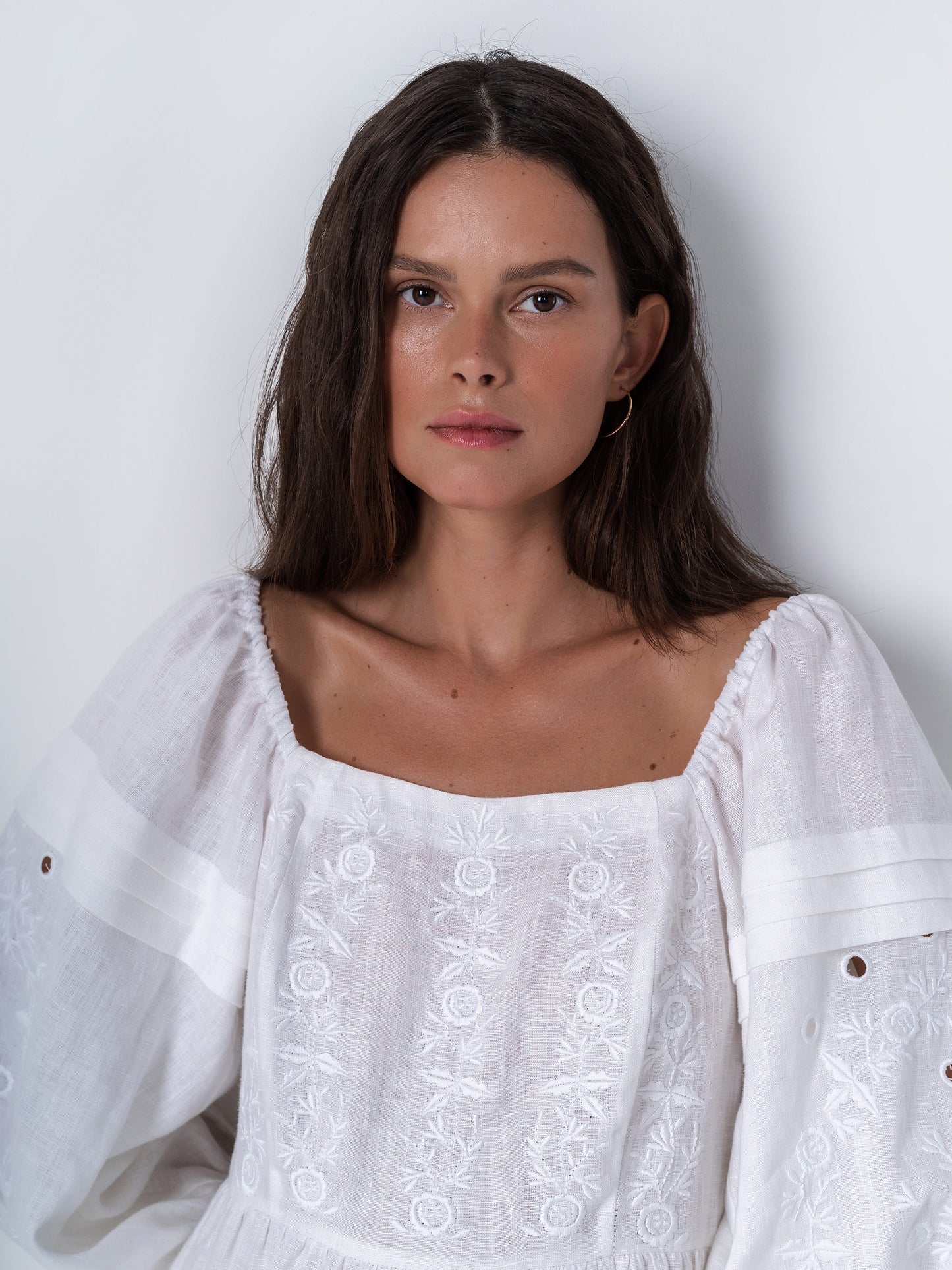 White linen embroidered dress Myt ETNODIM