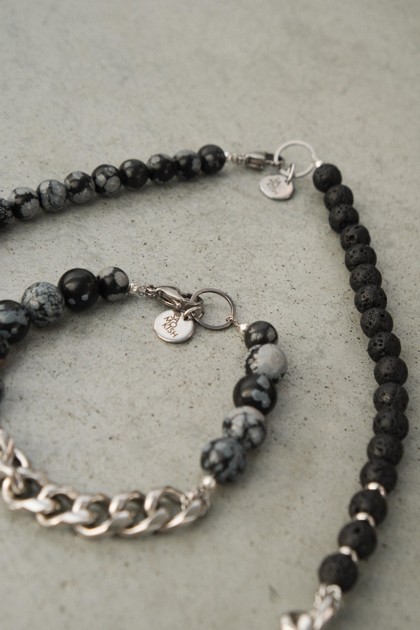 DANTE bracelet with snowy obsidian SAMOKISH